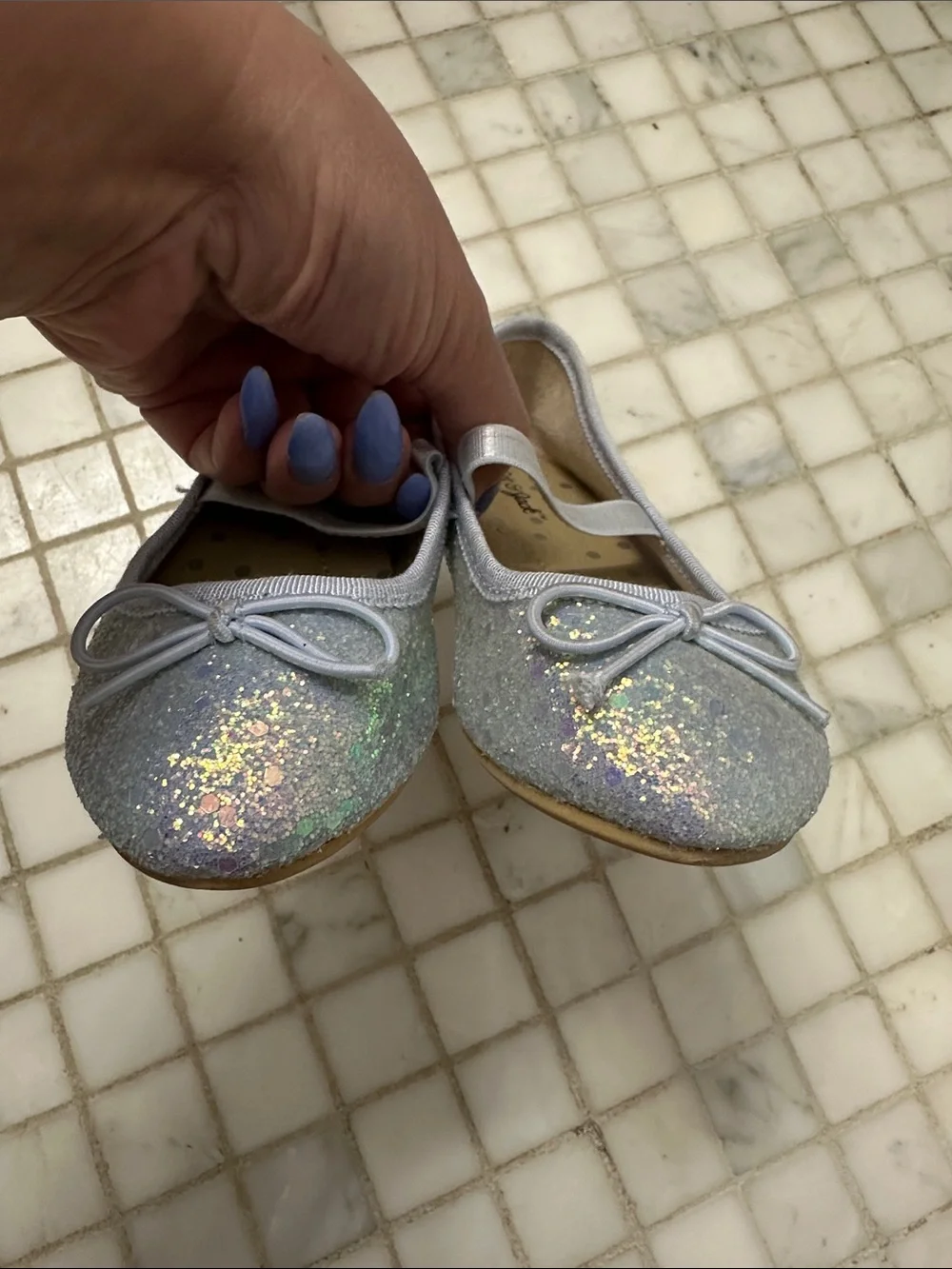 Cat & Jack Glitter Ballet Flats in Iridescent Light Blue
